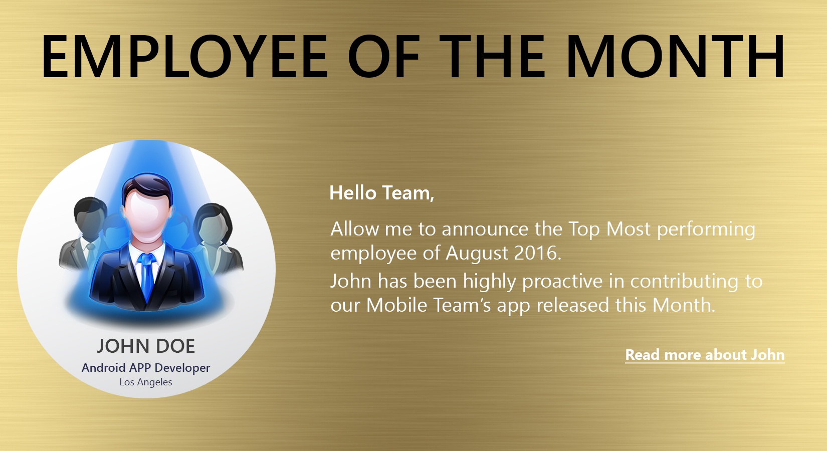 Easy to create Employee Of Month or Employee Spotlight sections