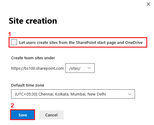 Site Creation Box