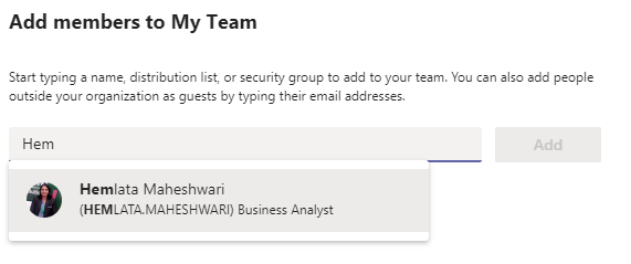 Add Members To MS Teams