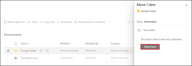 Move Here File in SharePoint