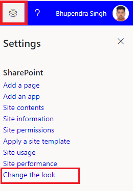 Change the look in sharepoint