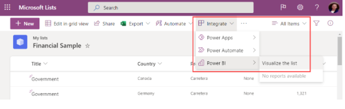 Integrate Power BI