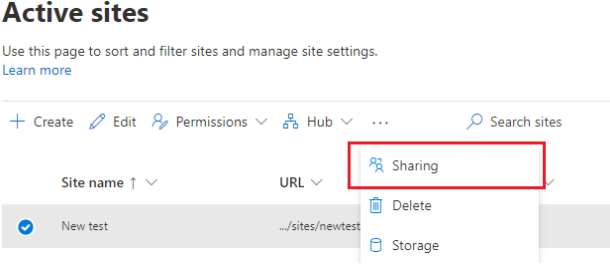 select the Sharing option.