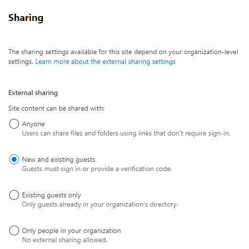 enable external sharing