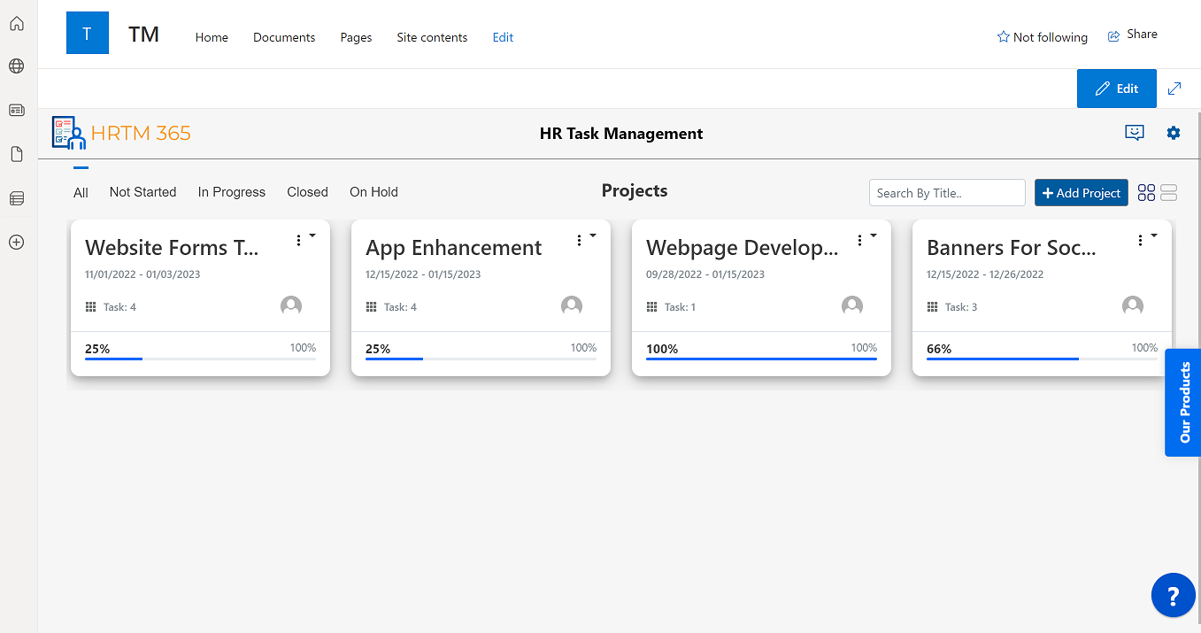 HRTM Dashboard Grid View