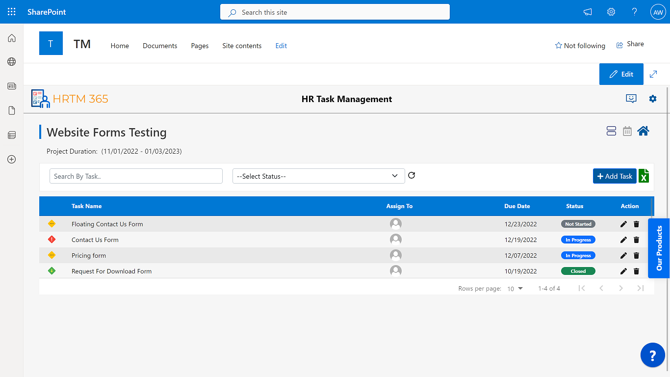 HRTM Task List View