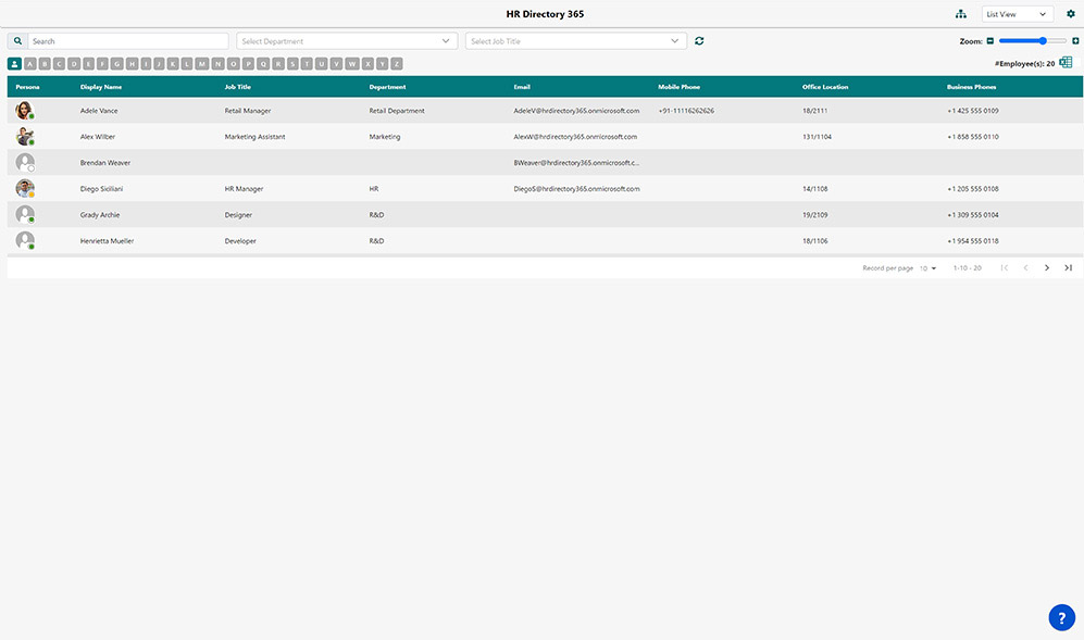 HR Directory Dashboard