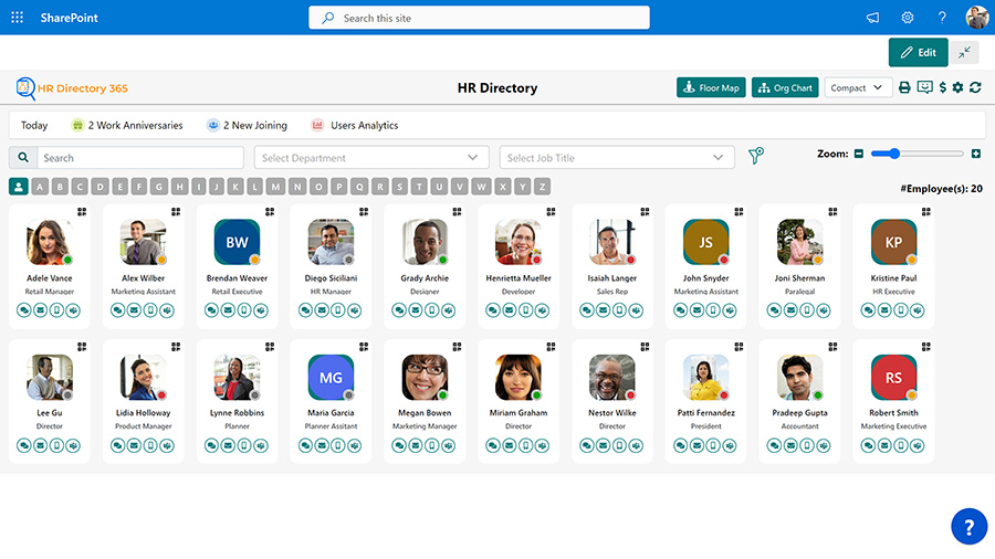 HR Directory Dashboard - 