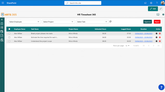 Timesheet - Organized and Accessible